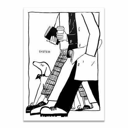 Korean Minimalist Anime Couple Canvas Wall Art
