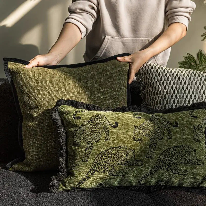 Geometric Jacquard Throw Pillow Cover — detail