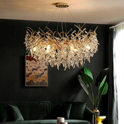 Silver finish crystal chandelier mounted semi flush to the ceiling