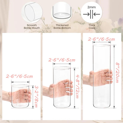 Clear glass cylinder vase 12cm with floating candle for event table styling