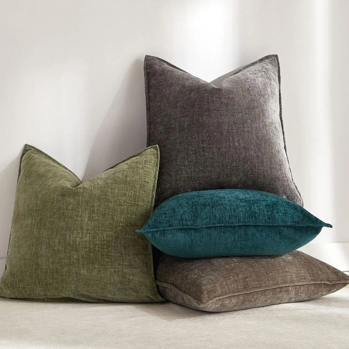 Solid Chenille Throw Pillow Cover — styling detail