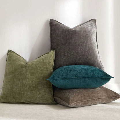 Solid Chenille Throw Pillow Cover — styling detail