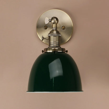 Matte Black Metal Dome Wall Sconce