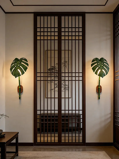 bamboo outdoor wall sconce, side profile showing mounting depth
