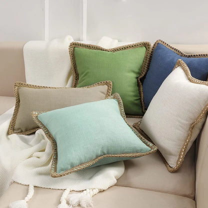 Burlap Linen Farmhouse Pillow Cover — styling detail