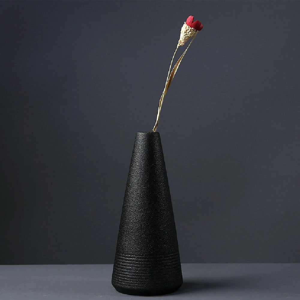 Style 02-C Japanese ceramic small vase set on bamboo tray display
