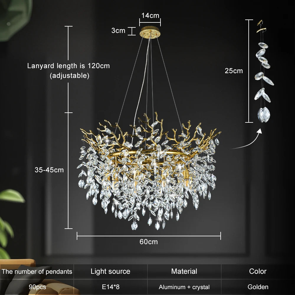 Matching silver wall lamp from the tree branch crystal lighting range