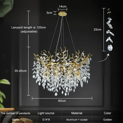 Matching silver wall lamp from the tree branch crystal lighting range