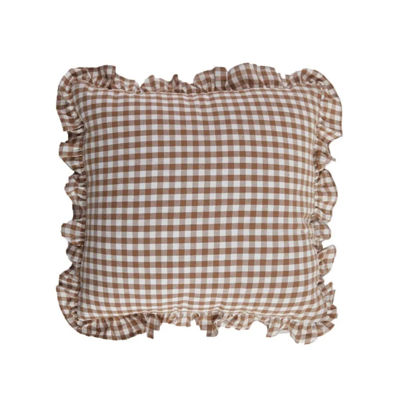 French Ruffle Cotton Pillow Cover — styling detail