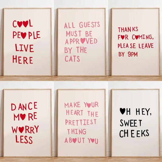 Minimalist Heart Girly Typography Canvas Wall Art