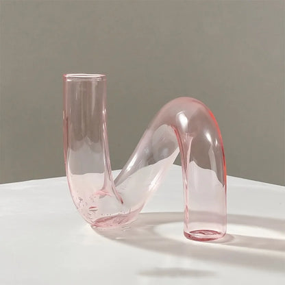 Irregular shaped glass vase Nordic dining room centrepiece