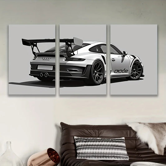 Sports Car GT3 Supercar 3-Piece Framed Canvas Set