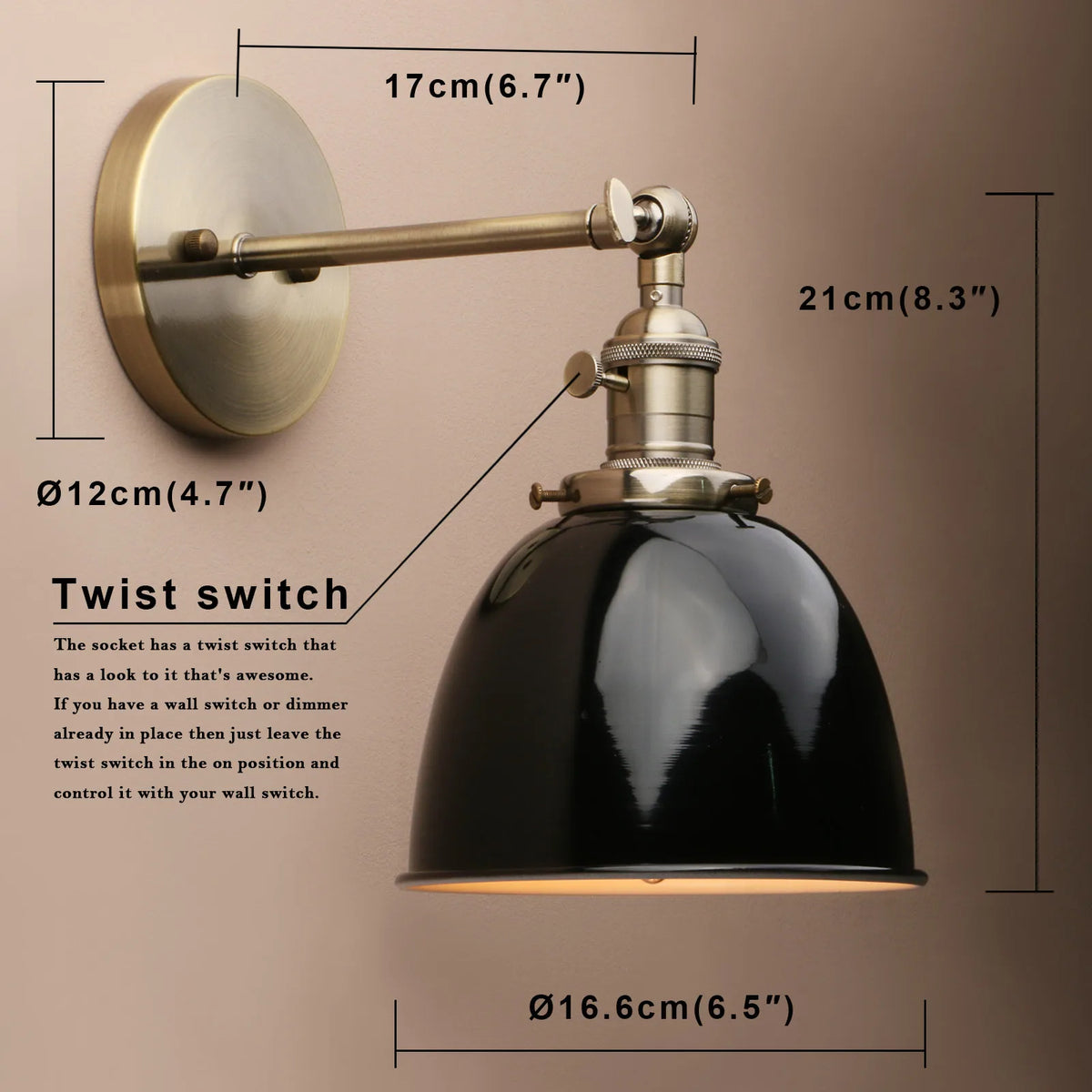 amber wall sconce, close-up of shade and hardware detail