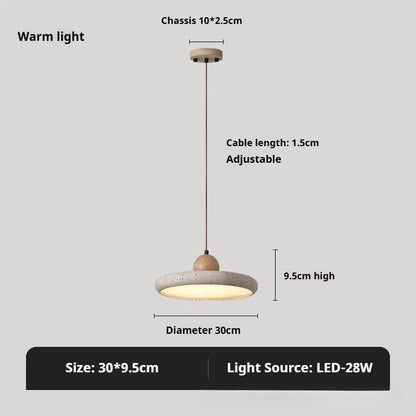 Natural travertine chandelier with three colour light option, 90 to 260V