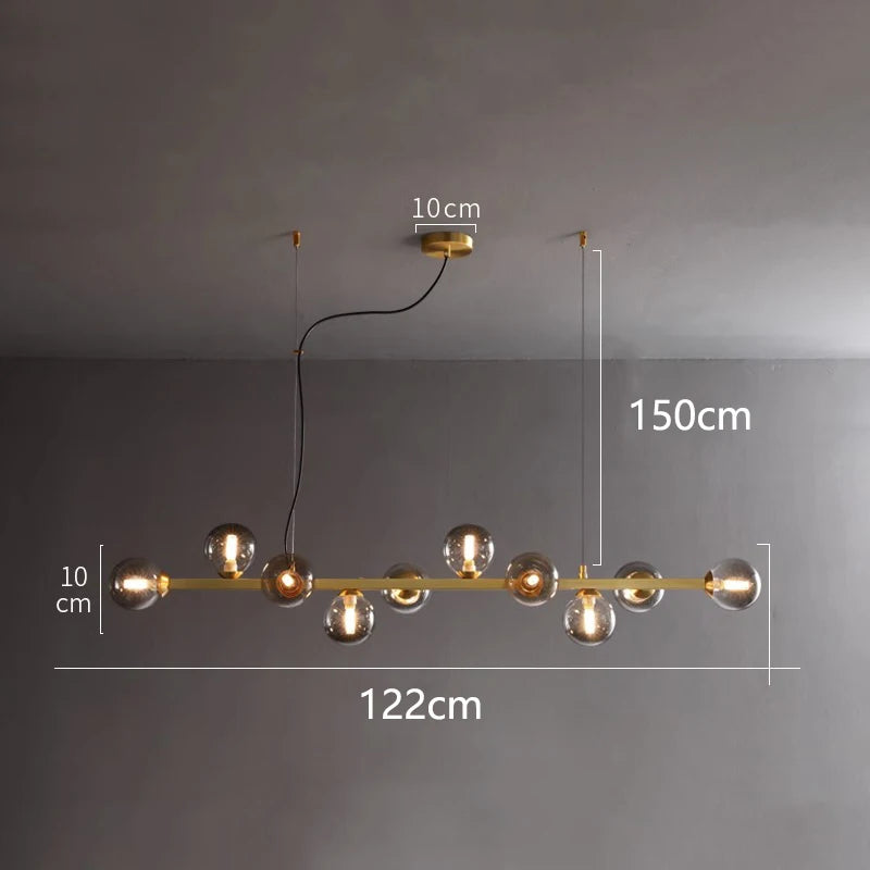 Smoky grey glass chandelier with cold white light and 90 to 260V power