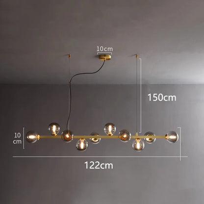 Smoky grey glass chandelier with cold white light and 90 to 260V power