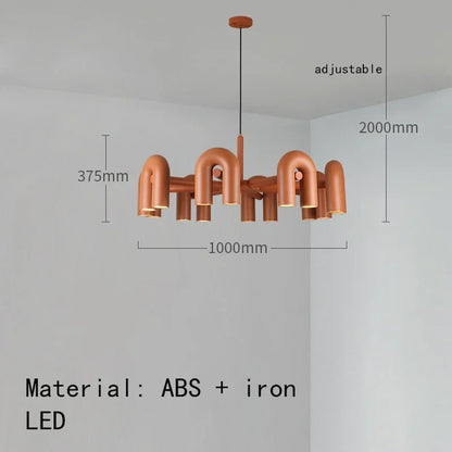 Nordic minimalist U chandelier in black with twelve upward lights