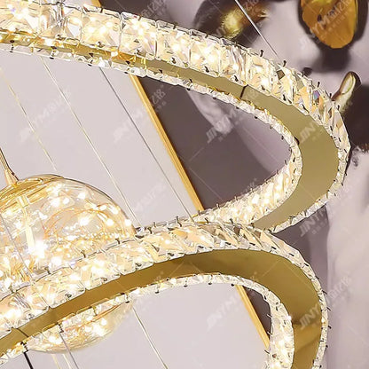 Crystal ring chandelier with rings up to 47.2 in in diameter