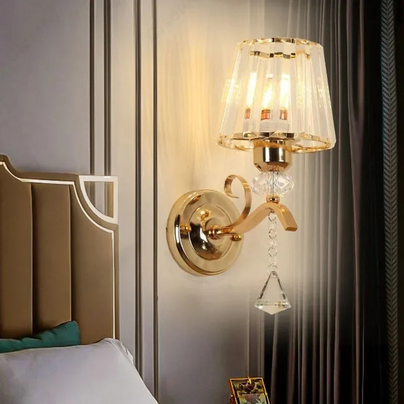 crystal wall sconce, installed in a room interior setting