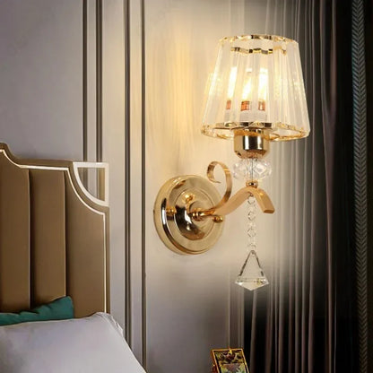 crystal wall sconce, installed in a room interior setting