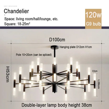 Geometric metal chandelier rated for 90 to 260V household supply