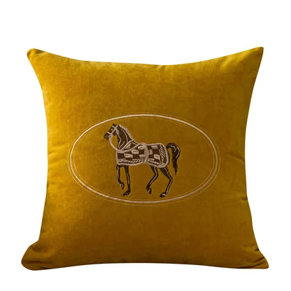 Embroidered Horse Throw Pillow Cover — alternate view