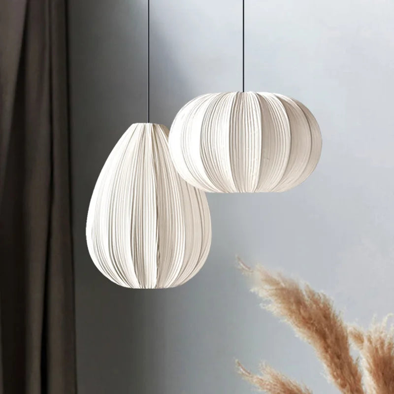 Three head pleated fabric chandelier in the 40 centimetre size