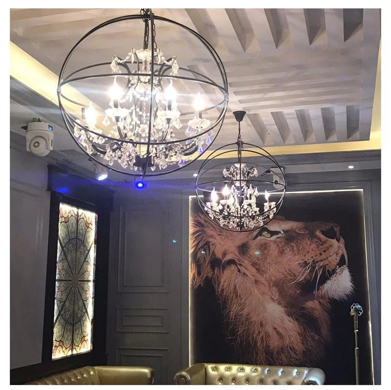 Wrought Iron Orb Chandelier