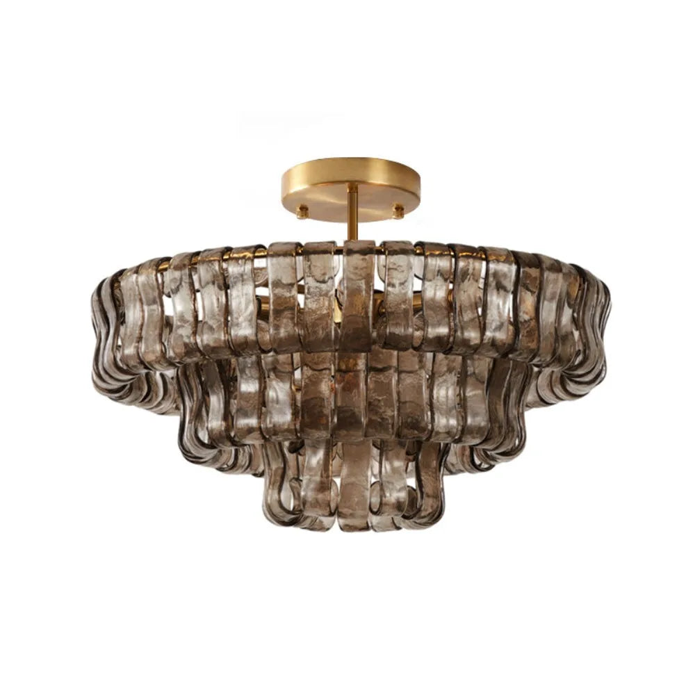 Murano style glass chandelier with neutral light 4000K on a black frame