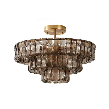 Murano style glass chandelier with neutral light 4000K on a black frame