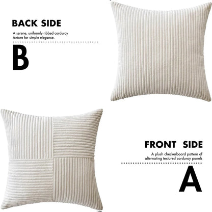 Boho Patchwork Corduroy Pillow Cover — styling detail