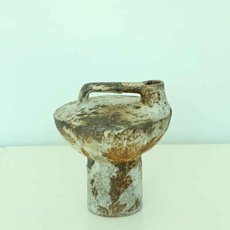 Retro Wabi Sabi coarse ceramic vase Zen dry flower arrangement