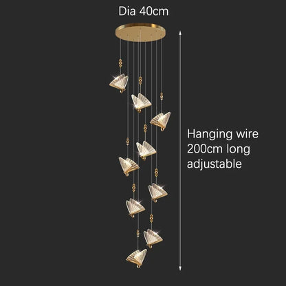 Thirty eight head butterfly chandelier on a 31.5 in (80 cm) chassis