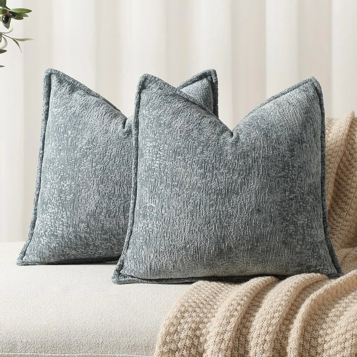Solid Chenille Throw Pillow Cover — styling detail