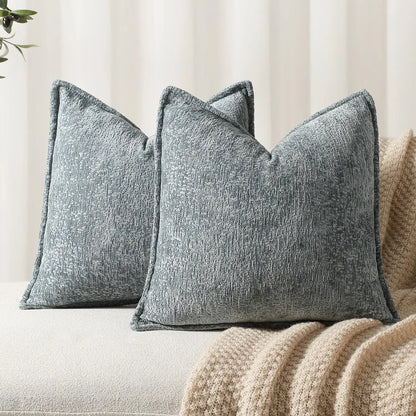 Solid Chenille Throw Pillow Cover — styling detail