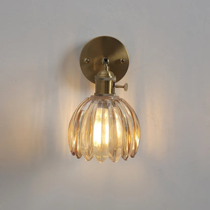 green glass wall sconce, side profile showing mounting depth