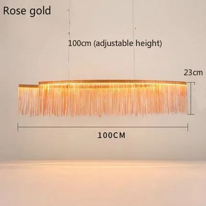Italian tassel chandelier in gold, 39.4 inch linear size, dimmable
