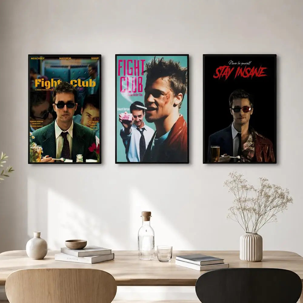 Fight Club Movie Retro Art Canvas Wall Art Poster