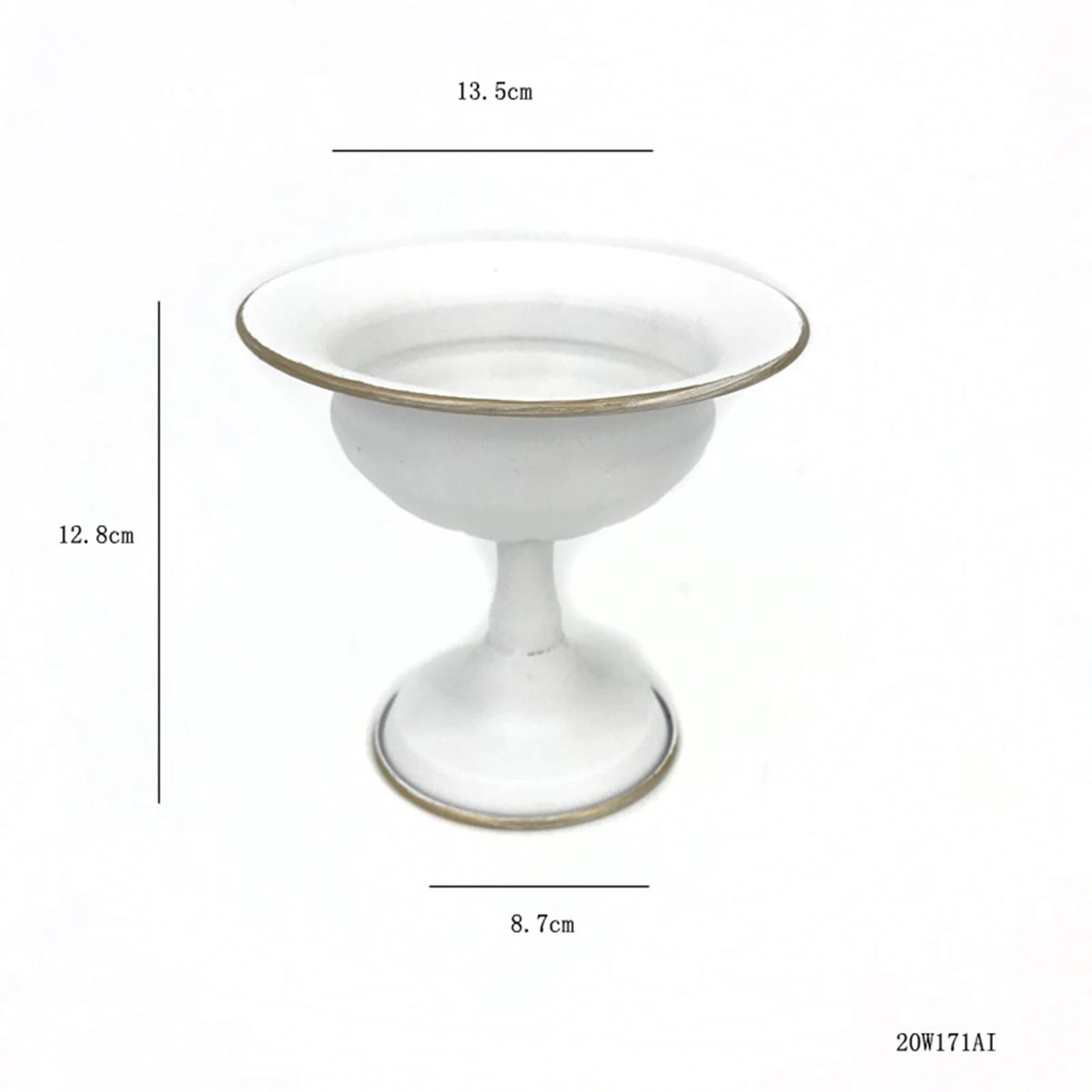 Gold and white metal vases grouped showing all size variants side by side