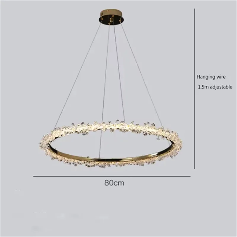Three ring glass chandelier built for a double-height stairwell