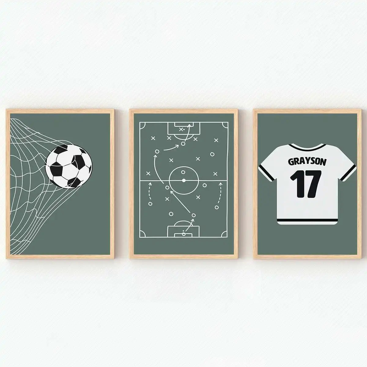 Custom Name Soccer 3-Piece Canvas Wall Art Set
