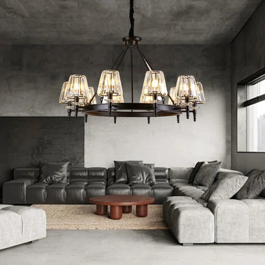 Matte Black Crystal Chandelier
