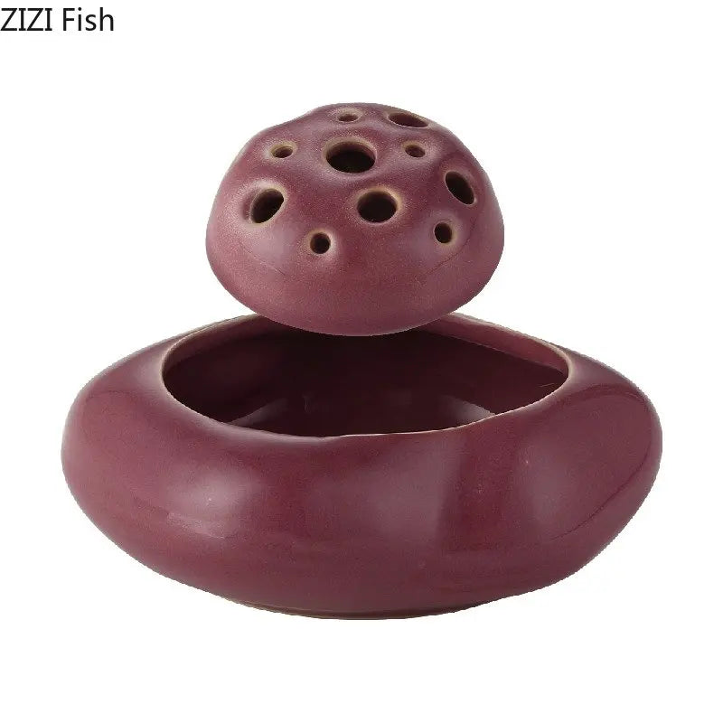 Ceramic lotus vase styled in minimalist zen home interior