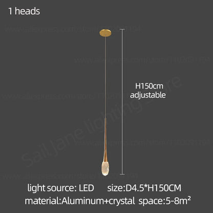 Crystal rod staircase chandelier in gold with adjustable warm to white light