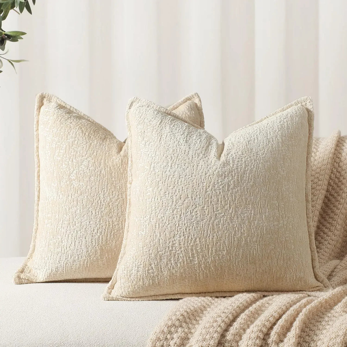 Solid Chenille Throw Pillow Cover — styling detail