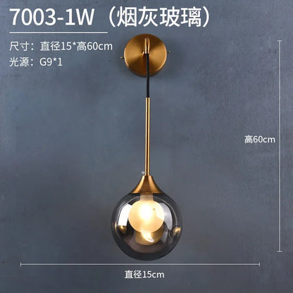 Modern Gold Glass Ball Wall Sconce