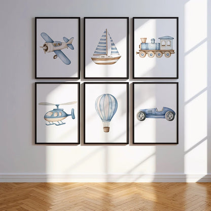 Children's Vehicle Nursery Canvas Wall Art Set