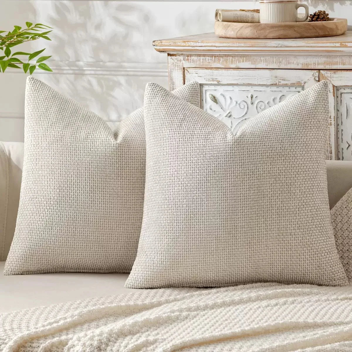 Cross-Stitch Chenille Pillow Cover