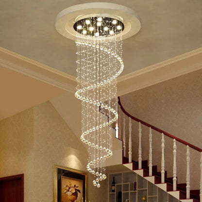 Remote controlled spiral chandelier with dimmable LED light