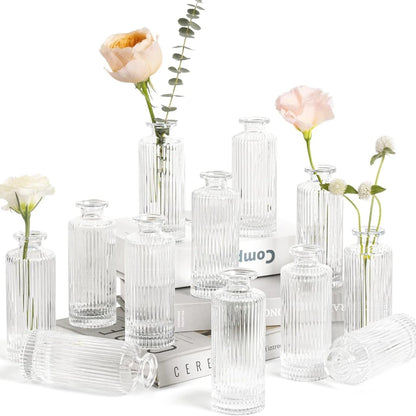 Retro mini glass bud vase set for hydroponic wedding table décor
